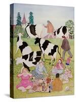 Picnic with Cows-Gillian Lawson-Stretched Canvas