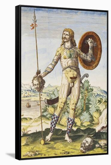 Pictish Man, from "Admiranda Narratio...", 1585-88-John White-Framed Stretched Canvas