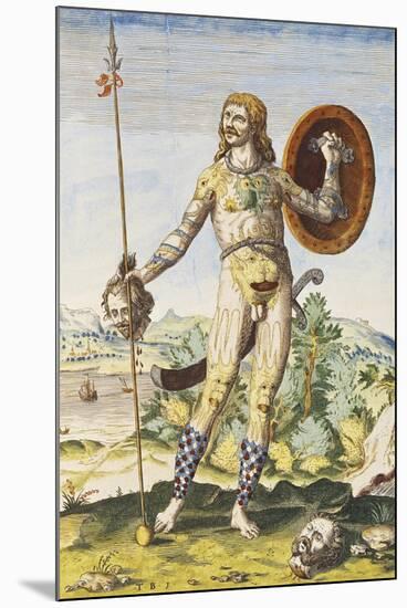 Pictish Man, from "Admiranda Narratio...", 1585-88-John White-Mounted Premium Giclee Print