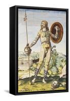 Pictish Man, from "Admiranda Narratio...", 1585-88-John White-Framed Stretched Canvas