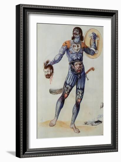 Pictish Man Holding a Human Head-John White-Framed Giclee Print