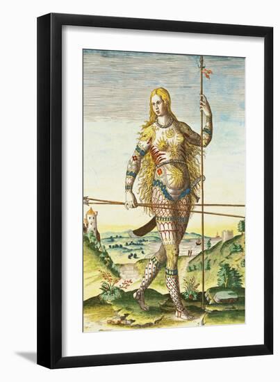 Pictish Woman, from "Admiranda Narratio...", 1585-88-John White-Framed Giclee Print