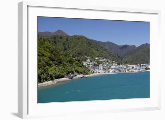 Picton Harbour from Ferry, Picton, Marlborough Region, South Island, New Zealand, Pacific-Stuart Black-Framed Photographic Print