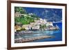 Pictorial Coastal Town Amalfi , Italy-Maugli-l-Framed Photographic Print