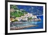 Pictorial Coastal Town Amalfi , Italy-Maugli-l-Framed Photographic Print