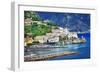 Pictorial Coastal Town Amalfi , Italy-Maugli-l-Framed Photographic Print