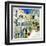 Pictorial Courtyards Of Santorini -Artwork In Painting Style-Maugli-l-Framed Art Print