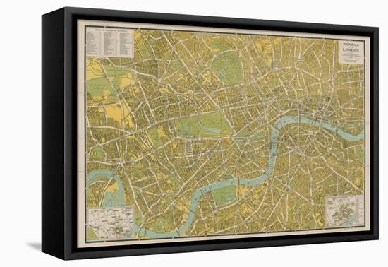 Pictorial Map of London-null-Framed Stretched Canvas