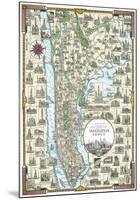 Pictorial Map Of Manhattan, New York-null-Mounted Poster