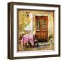 Pictorial Old Greek Streets With Tavernas - Retro Styled Picture-Maugli-l-Framed Art Print