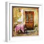 Pictorial Old Greek Streets With Tavernas - Retro Styled Picture-Maugli-l-Framed Art Print
