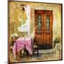 Pictorial Old Greek Streets With Tavernas - Retro Styled Picture-Maugli-l-Mounted Art Print