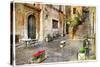 Pictorial Old Streets of Italy,Rome. Artistic Picture in Retro Style-Maugli-l-Stretched Canvas