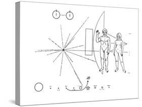 Pictorial Plaque of the Pioneer F Spacecraft Destined for Interstellar Space-null-Stretched Canvas