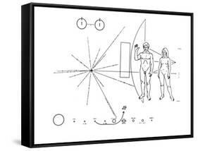 Pictorial Plaque of the Pioneer F Spacecraft Destined for Interstellar Space-null-Framed Stretched Canvas