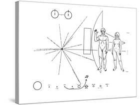 Pictorial Plaque of the Pioneer F Spacecraft Destined for Interstellar Space-null-Stretched Canvas