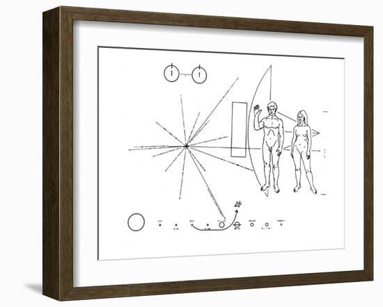 Pictorial Plaque of the Pioneer F Spacecraft Destined for Interstellar Space-null-Framed Photo