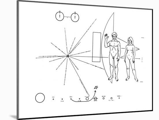 Pictorial Plaque of the Pioneer F Spacecraft Destined for Interstellar Space-null-Mounted Photo