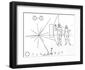 Pictorial Plaque on Pioneer 10 And 11-null-Framed Photographic Print