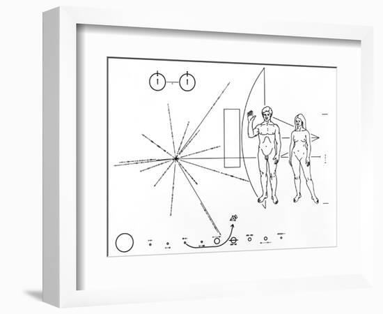 Pictorial Plaque on Pioneer 10 And 11-null-Framed Photographic Print