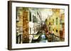 Pictorial Venetian Streets - Artwork In Painting Style-Maugli-l-Framed Art Print