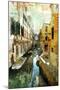 Pictorial Venetian Streets - Artwork In Painting Style-Maugli-l-Mounted Art Print