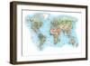 Pictorial World Atlas (Drawn 1998), 1998 (Ink, Airbrush, and Watercolour)-Stephen Conlin-Framed Giclee Print