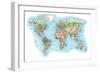 Pictorial World Atlas (Drawn 1998), 1998 (Ink, Airbrush, and Watercolour)-Stephen Conlin-Framed Giclee Print