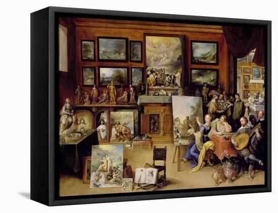 Pictura, Poesis and Musica in a Pronkkamer-Frans Francken the Younger-Framed Stretched Canvas