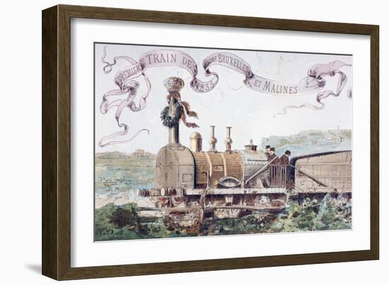 Picture Celebrating the First Train from Brussels to Mechlin in 1835, 1886-Armand Jean Heins-Framed Giclee Print