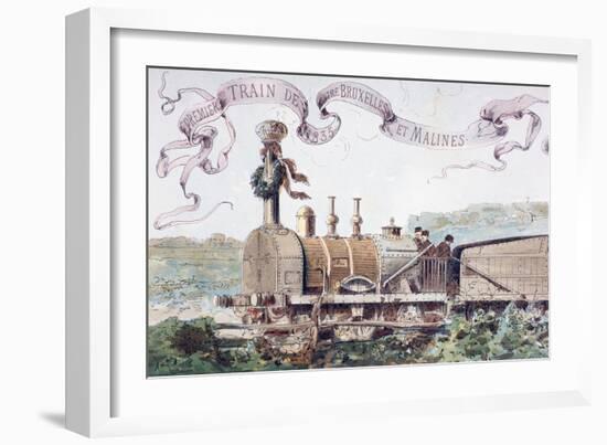 Picture Celebrating the First Train from Brussels to Mechlin in 1835, 1886-Armand Jean Heins-Framed Giclee Print