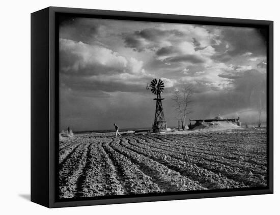 Picture from the Dust Bowl,With Deep Furrows Made by Farmers to Counteract Wind-Margaret Bourke-White-Framed Stretched Canvas