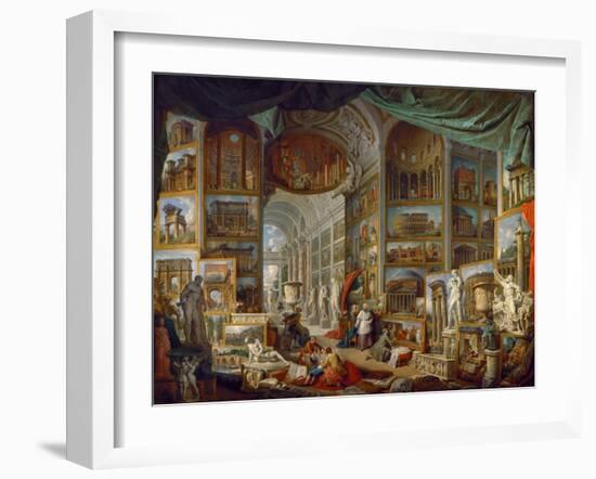 Picture Gallery with Views of Ancient Rome (Roma Antic)-Giovanni Paolo Panini-Framed Giclee Print