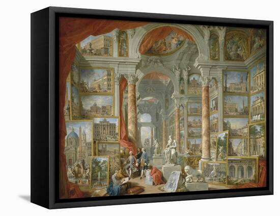 Picture Gallery with Views of Modern Rome-Giovanni Paolo Panini-Framed Stretched Canvas