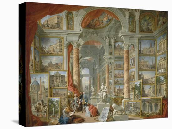 Picture Gallery with Views of Modern Rome-Giovanni Paolo Panini-Stretched Canvas