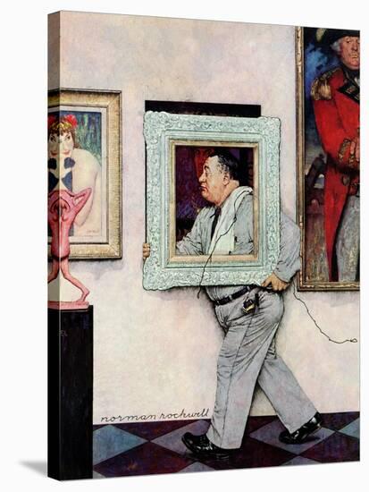 "Picture Hanger" or "Museum Worker", March 2,1946-Norman Rockwell-Stretched Canvas