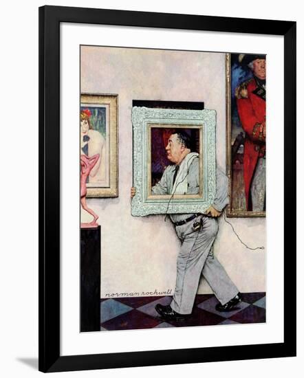 "Picture Hanger" or "Museum Worker", March 2,1946-Norman Rockwell-Framed Giclee Print