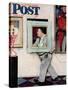 "Picture Hanger" or "Museum Worker" Saturday Evening Post Cover, March 2,1946-Norman Rockwell-Stretched Canvas