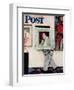 "Picture Hanger" or "Museum Worker" Saturday Evening Post Cover, March 2,1946-Norman Rockwell-Framed Giclee Print