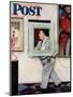 "Picture Hanger" or "Museum Worker" Saturday Evening Post Cover, March 2,1946-Norman Rockwell-Mounted Giclee Print