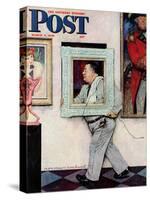 "Picture Hanger" or "Museum Worker" Saturday Evening Post Cover, March 2,1946-Norman Rockwell-Stretched Canvas