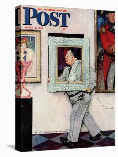 "Picture Hanger" or "Museum Worker" Saturday Evening Post Cover, March 2,1946-Norman Rockwell-Stretched Canvas