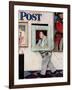 "Picture Hanger" or "Museum Worker" Saturday Evening Post Cover, March 2,1946-Norman Rockwell-Framed Giclee Print