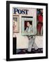 "Picture Hanger" or "Museum Worker" Saturday Evening Post Cover, March 2,1946-Norman Rockwell-Framed Giclee Print