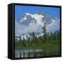 Picture Lake and Mt Shuksan, North Cascades NP, Washington, USA-Charles Gurche-Framed Stretched Canvas