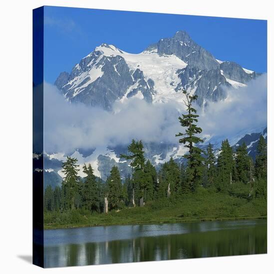 Picture Lake and Mt Shuksan, North Cascades NP, Washington, USA-Charles Gurche-Stretched Canvas