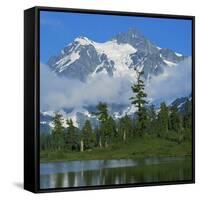 Picture Lake and Mt Shuksan, North Cascades NP, Washington, USA-Charles Gurche-Framed Stretched Canvas