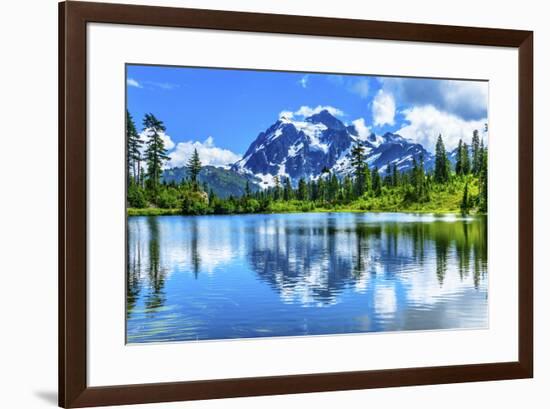 Picture Lake, Mount Shuksan, Mount Baker Highway, Washington State, USA-William Perry-Framed Photographic Print