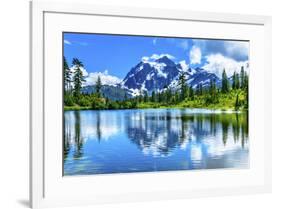 Picture Lake, Mount Shuksan, Mount Baker Highway, Washington State, USA-William Perry-Framed Photographic Print