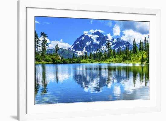 Picture Lake, Mount Shuksan, Mount Baker Highway, Washington State, USA-William Perry-Framed Photographic Print